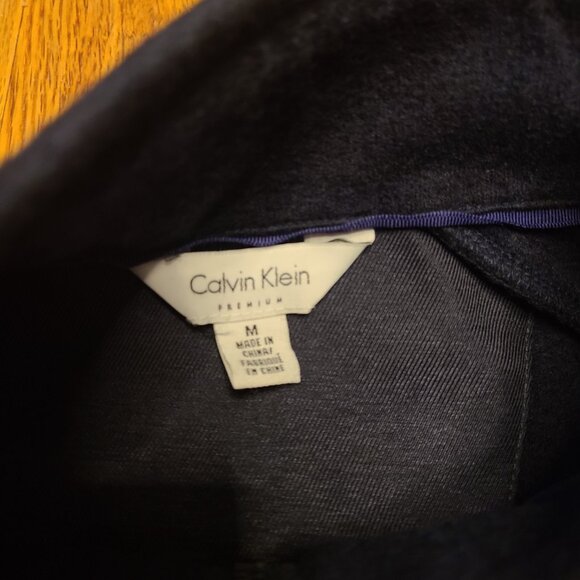 Calvin Klein Premium Wool Jacket With Faux Leather Denim Trim Size Medium - Picture 5 of 12